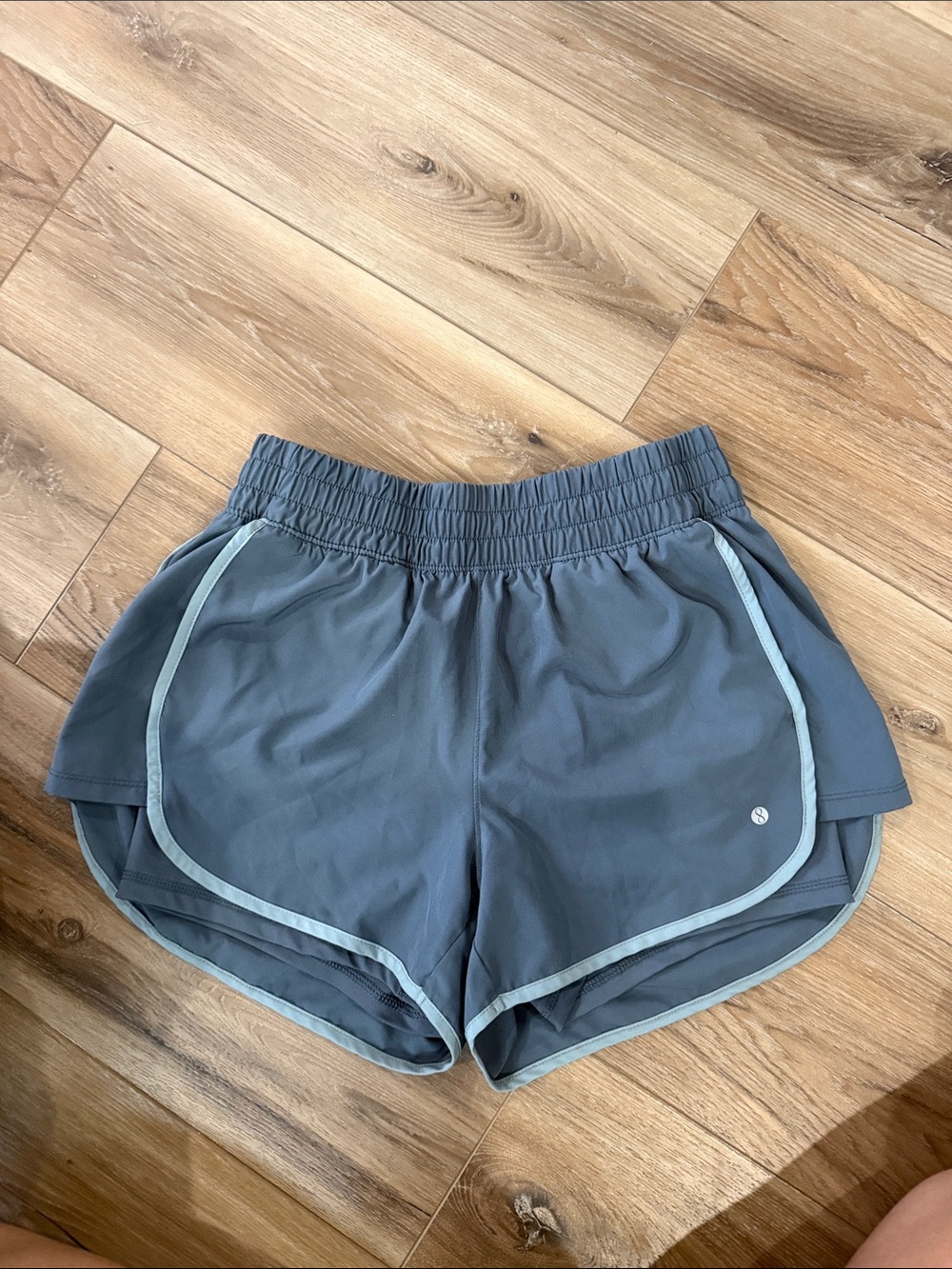 Layer 8 Slate Blue Athletic Shorts with Light Trim